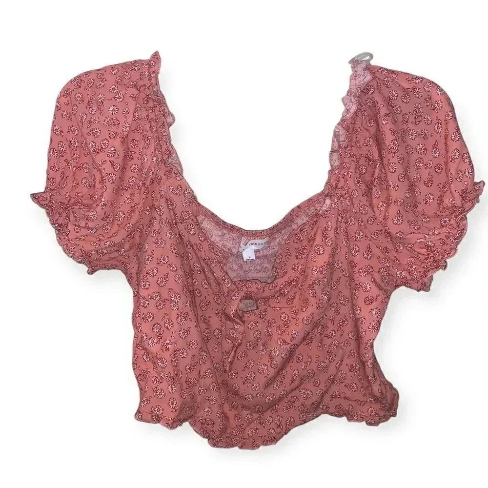 Coco + Jamison puffed sleeve crop top